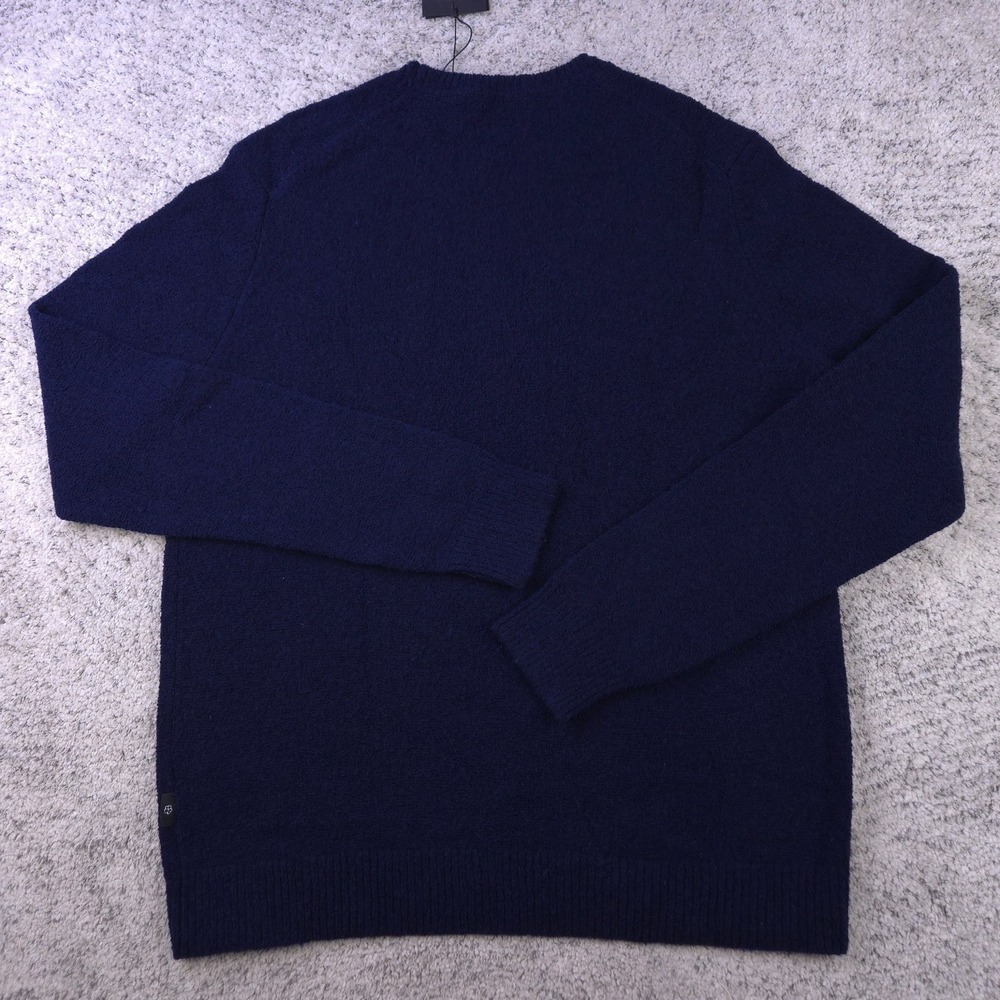 Ted Baker Sweater Mens Size 5 Pullover Signature Logo Crew Neck Blue Wool Blend - Picture 3 of 10